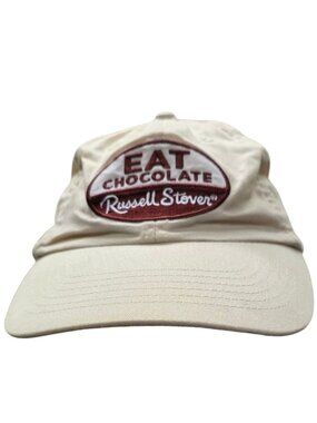 Russell Stover Eat Chocolate Beige Embroidered Adjustable Baseball Cap Hat